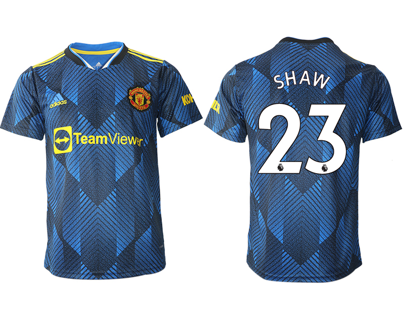 Men 2021-2022 Club Manchester United Second away aaa version blue #23 Soccer Jersey